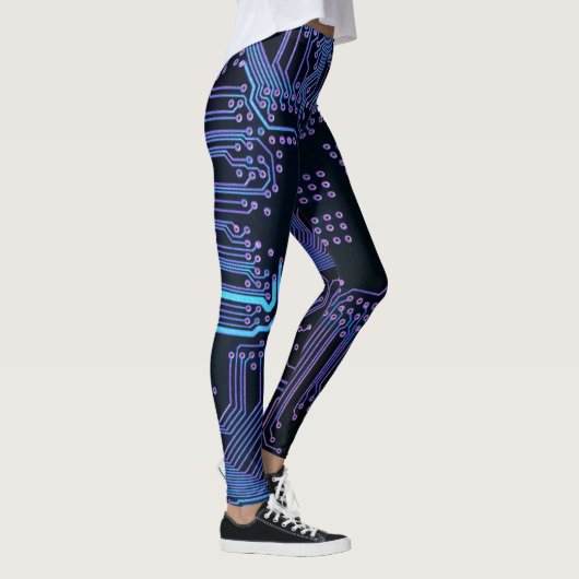 Geek Out Nerd PCB Blauwe Elektronische Circuit Boa Leggings (Rechts)