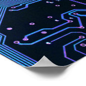 Geek Out Nerd PCB Blauwe Elektronische Circuit Boa Poster (Hoek)