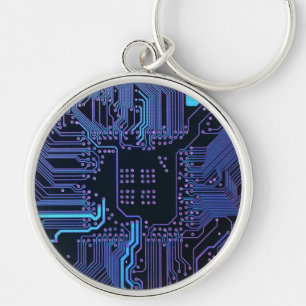 Geek Out Nerd PCB Blauwe Elektronische Circuit Boa Sleutelhanger