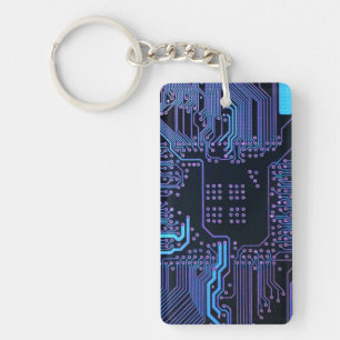 Geek Out Nerd PCB Blauwe Elektronische Circuit Boa Sleutelhanger