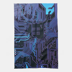 Geek Out Nerd PCB Blauwe Elektronische Circuit Boa Theedoek