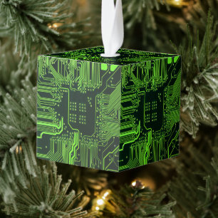 Geek Out Nerd PCB Groene Elektronische Circuit Boa Kubus Ornament