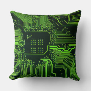 Geek Out Nerd PCB Groene Elektronische Circuit Boa Kussen