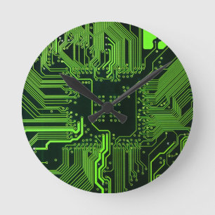 Geek Out Nerd PCB Groene Elektronische Circuit Boa Ronde Klok