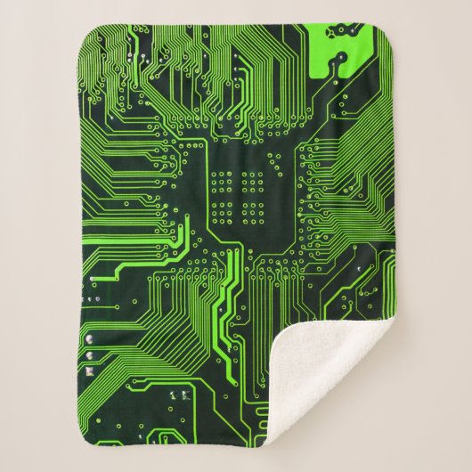 Geek Out Nerd PCB Groene Elektronische Circuit Boa Sherpa Deken (Voorkant)