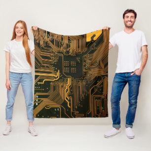 Geek Out Nerd PCB Sinaasappel Electronic Circuit B Fleece Deken