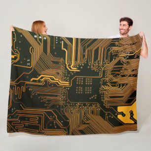 Geek Out Nerd PCB Sinaasappel Electronic Circuit B Fleece Deken