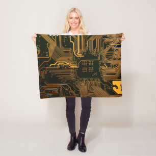 Geek Out Nerd PCB Sinaasappel Electronic Circuit B Fleece Deken