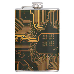 Geek Out Nerd PCB Sinaasappel Electronic Circuit B Heupfles