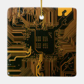 Geek Out Nerd PCB Sinaasappel Electronic Circuit B Keramisch Ornament (Achterkant)
