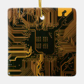 Geek Out Nerd PCB Sinaasappel Electronic Circuit B Keramisch Ornament (Voorkant)