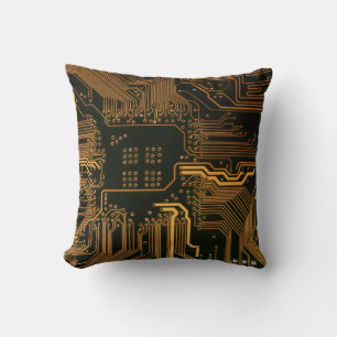 Geek Out Nerd PCB Sinaasappel Electronic Circuit B Kussen