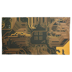 Geek Out Nerd PCB Sinaasappel Electronic Circuit B Kussensloop