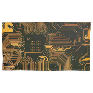 Geek Out Nerd PCB Sinaasappel Electronic Circuit B Kussensloop