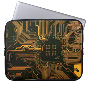 Geek Out Nerd PCB Sinaasappel Electronic Circuit B Laptop Sleeve