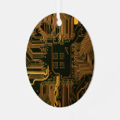 Geek Out Nerd PCB Sinaasappel Electronic Circuit B Metalen Ornament (Voorkant links)