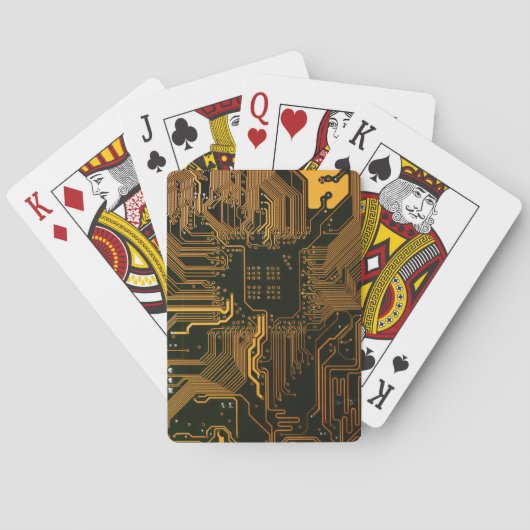 Geek Out Nerd PCB Sinaasappel Electronic Circuit B Pokerkaarten (Achterkant)