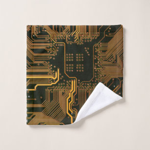 Geek Out Nerd PCB Sinaasappel Electronic Circuit B Washandje