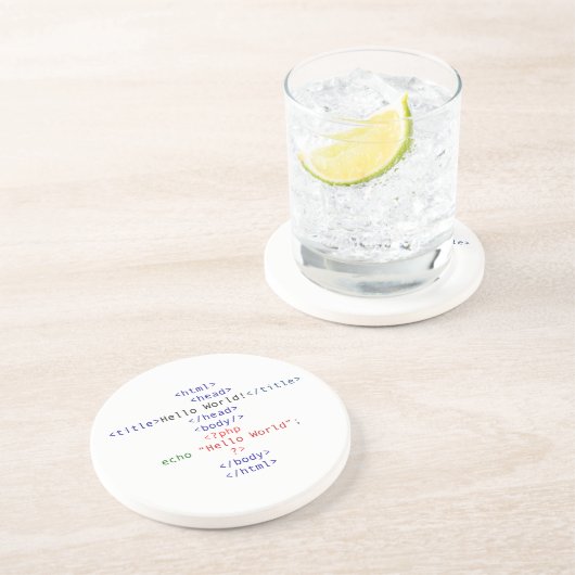 Geek php Greeting Zandsteen Onderzetter (Zijkant)