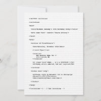 Geek Programmer HTML Code Anniversaire Invitation