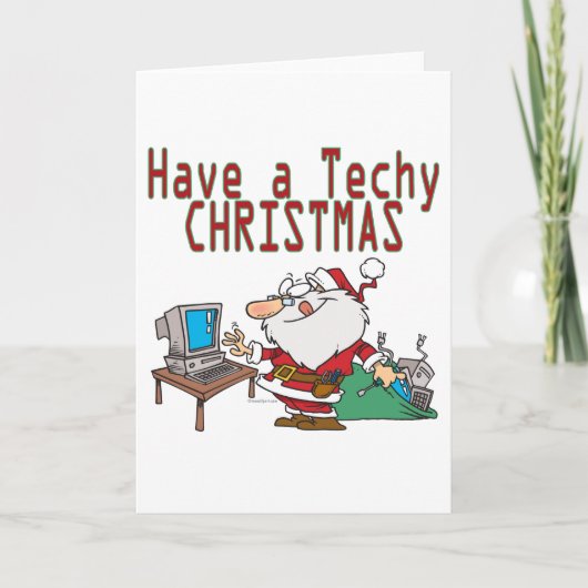 geek santa , een techno - kerstcomputer feestdagen kaart (Voorkant)
