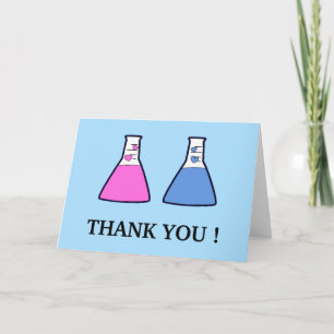 Geek Science Beaker Hearts Baby shower Dank u Bedankkaart