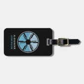 Geek SciFi Verdrietig Futuristische Ruimte Blauw O Bagagelabel (Voorkant horizontaal)