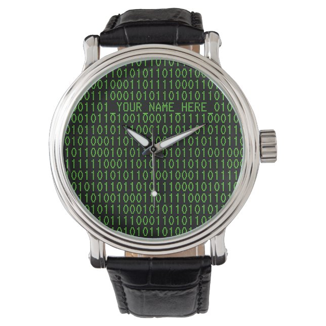 Geek Watch #3 Binair_JOUW_NAAM_HIER_ Horloge (Voorkant)