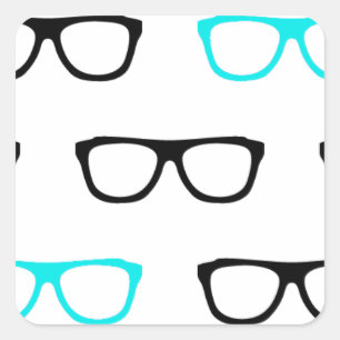 geekglazen blauwe geek vierkante sticker