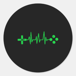 Geeks Heartbeat Gaming Ronde Sticker