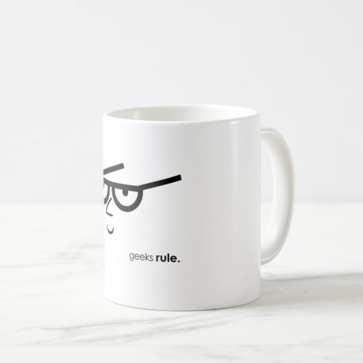 "Geeks Rule" grappig uitziend gezicht met Eyeglass Koffiemok (Voorkant rechts)