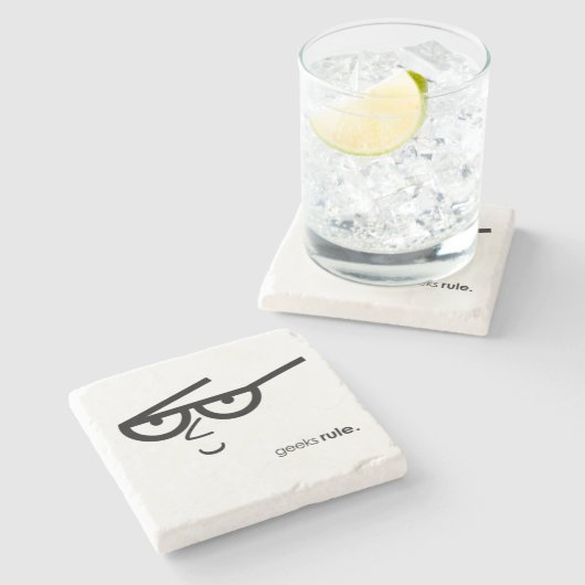 "Geeks Rule" grappig uitziend gezicht met Eyeglass Stenen Onderzetter (Zijkant)