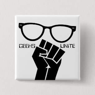 Geeks verenigen zich! Knoop Vierkante Button 5,1 Cm