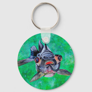 Geeky Blackmoor Goldfish met telescopische ogen Sleutelhanger