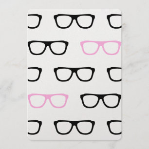 geeky bril roze geek bruiloft uitnodigingen