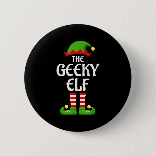 Geeky Elf Family Matching Group Christmas Geek Ronde Button 5,7 Cm (Voorkant)