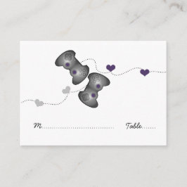 Geeky Gamer Wedding Place Cards (Zilver/Paars) Plaatskaartje