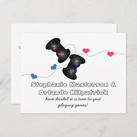 Geeky Gamers Sauvez la Date Carte Postale Dark Blu (Devant / Derrière)