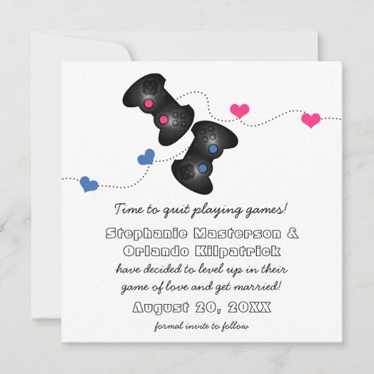 Geeky Gamers Save the Date Invitation Dark (bleu/r (Devant)