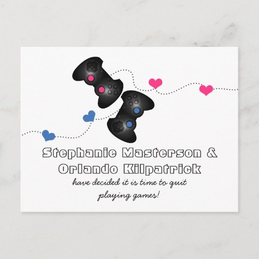 Geeky Gamers sparen de Datum Briefkaart donkerblau (Voorkant)