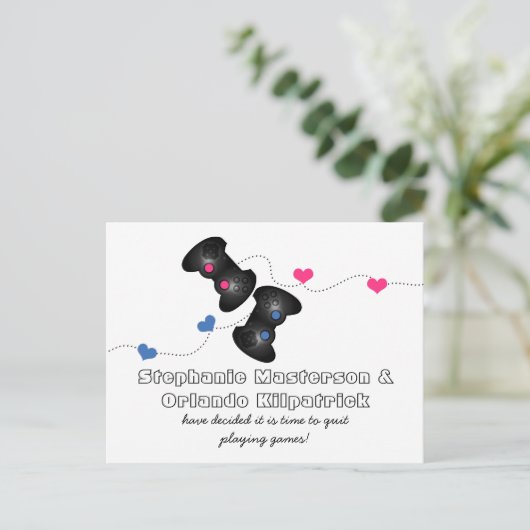 Geeky Gamers sparen de Datum Briefkaart donkerblau (Staand voorkant)