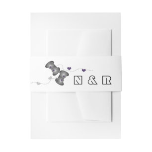 Geeky Gamers Wedding Belly Bands Silver Paars Uitnodigingen Wikkel