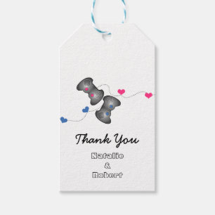 Geeky Gamers Wedding Gift Labels Pink Blue Cadeaulabel