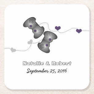Geeky Gamers Wedding Paper Onderzetters Silver Paa