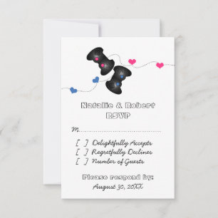 Geeky Gamers Wedding Response Kaart Donker, blauw/