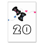 Geeky Gamers Wedding Table Kaart Donkerroze Blauw (Achterkant)