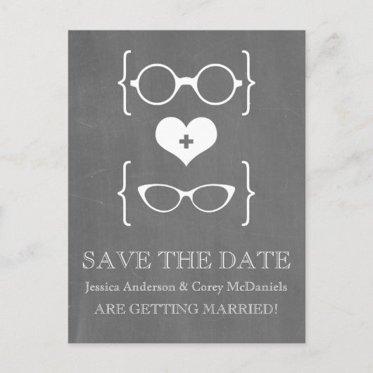 Geeky Glassen Chalkboard Save the Date Briefkaart (Voorkant)