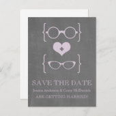 Geeky Glassen Chalkboard Save the Date Briefkaart (Voorkant / Achterkant)