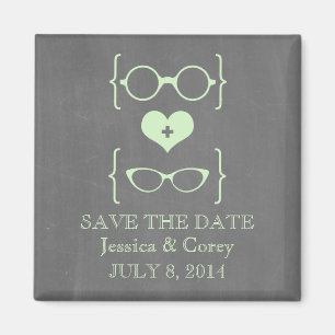 Geeky Glasses Chalkboard Save the Date Magnet Magneet