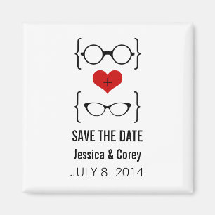 Geeky Glasses Save the Date Magnet Magneet